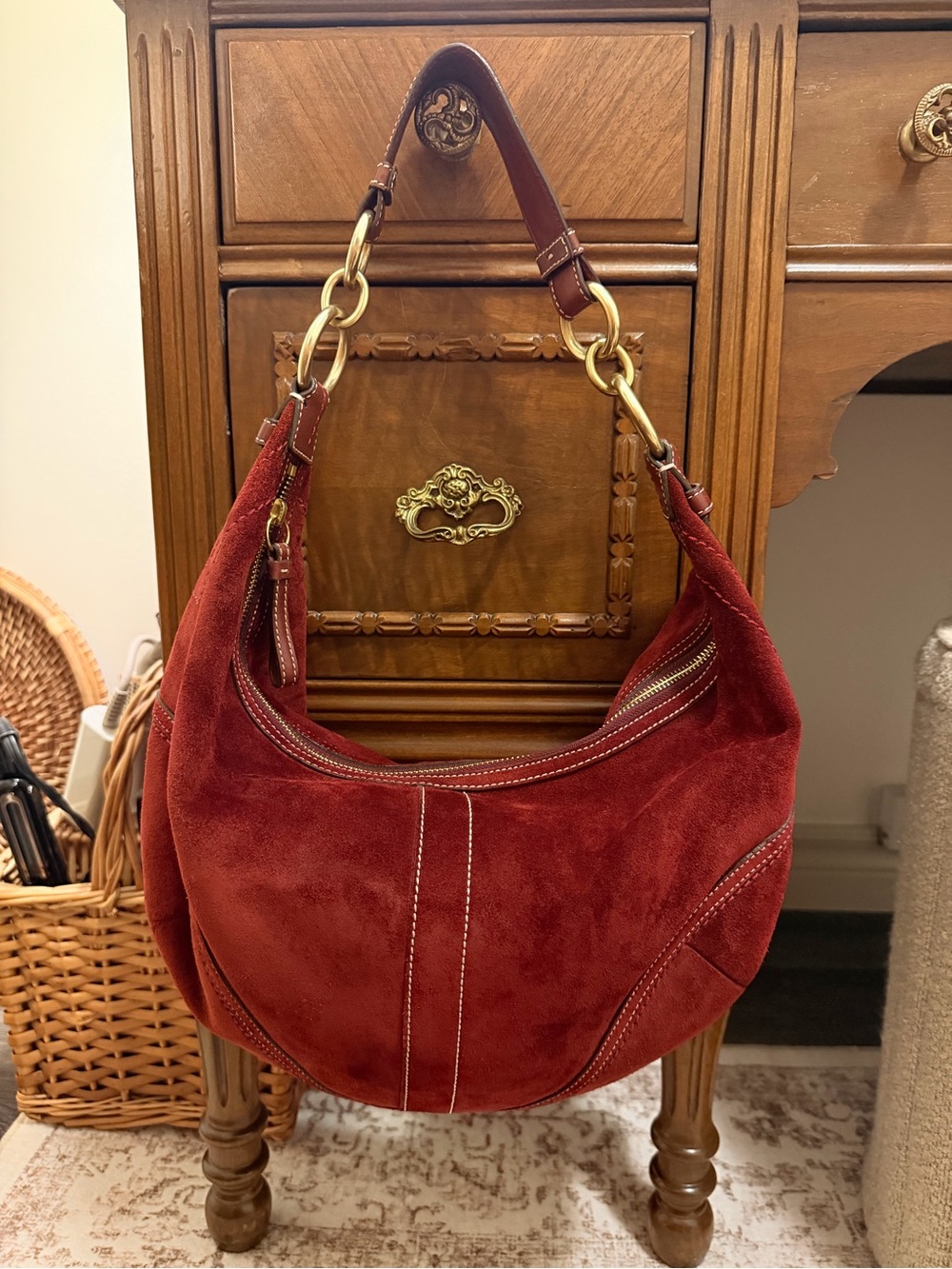 Vintage Coach Soho Burgundy Suede Hobo Bag F10935 – Y2K